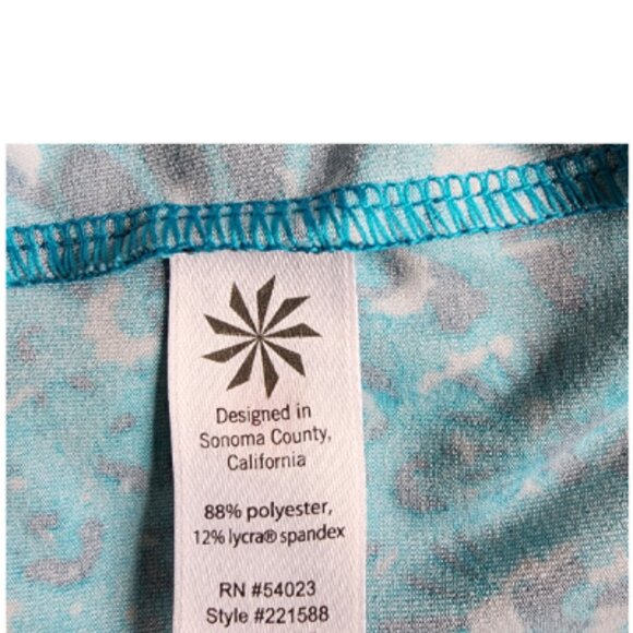 Athleta Dress | Blue Faux Wrap with Side Ruching | Size Large - Picture 2 of 4